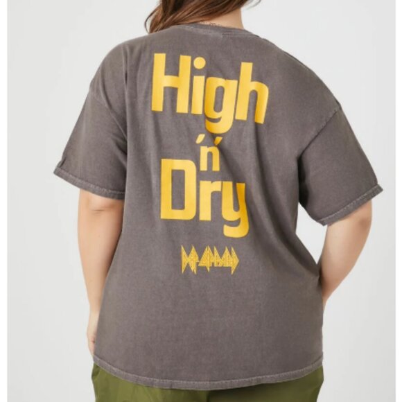 Def Leppard Oversized Graphic T-Shirt 100% Cotton - Size XL in Taupe & Yellow - Picture 10 of 10